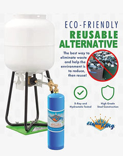 Flame King Eco Friendly Sustainable 1lb Refillable Propane Cylinder + Kit 14.1 oz