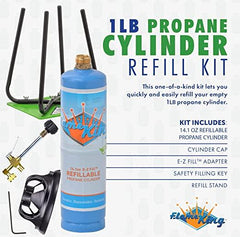 Flame King Eco Friendly Sustainable 1lb Refillable Propane Cylinder + Kit 14.1 oz