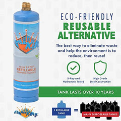 Flame King Eco Friendly Sustainable 1lb Refillable Propane Cylinder + Kit 14.1 oz - Magnadyne