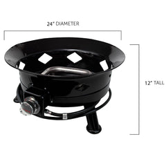 Flame King Outdoor Portable Propane Gas 24″ Fire Pit Bowl with Self Igniter Cover Carry Straps - Magnadyne