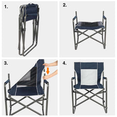 Foldable Camping Director's Chair with Breathable Mesh Back - Magnadyne