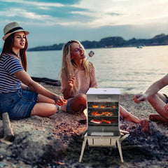 Foldable Stainless Steel Camping Oven with 3 Tier Grill for Propane Stove Baking Outdoor Cooking - Magnadyne