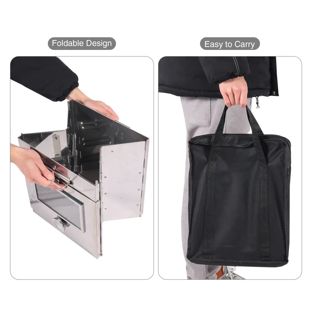 Foldable Stainless Steel Camping Oven with 3 Tier Grill for Propane Stove Baking Outdoor Cooking - Magnadyne