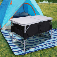 Folding Camping Table with Storage Organizer Adjustable Height - Magnadyne