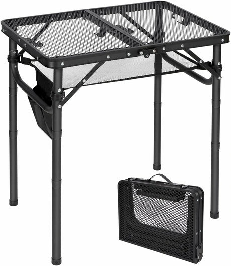 Folding Grill Table for Outside with Adjustable Height Legs - Magnadyne