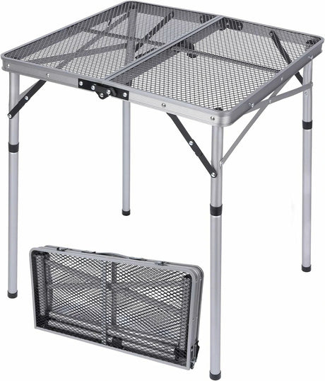 Folding Grill Table for Outside with Adjustable Height Legs - Magnadyne