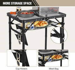 Folding Grill Table for Outside with Adjustable Height Legs - Magnadyne