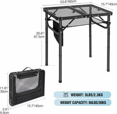 Folding Grill Table for Outside with Adjustable Height Legs - Magnadyne