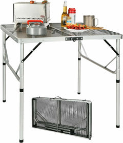 Folding Grill Table for Outside with Adjustable Height Legs - Magnadyne