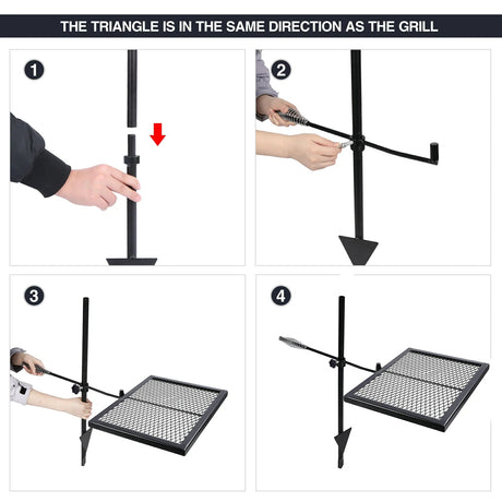 Folding Swivel Campfire Grill Heavy Duty Steel Grate with Carrying Bag for Outdoor Open Flame Cooking - Magnadyne