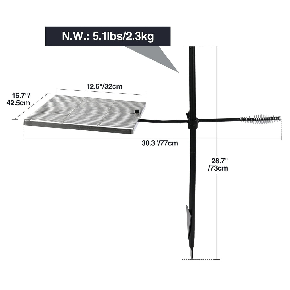 Folding Swivel Campfire Grill Heavy Duty Steel Grate with Carrying Bag for Outdoor Open Flame Cooking - Magnadyne