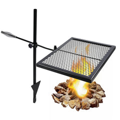 Folding Swivel Campfire Grill Heavy Duty Steel Grate with Carrying Bag for Outdoor Open Flame Cooking - Magnadyne