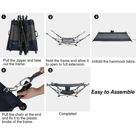 Freestanding Portable Hammock with Stand for Outdoor Yard Beach, 300lbs Capacity - Magnadyne