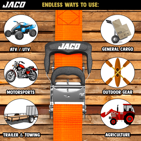 Heavy Duty Ratchet Tie Down Straps with Soft Loops (1.6" x 8 ft) | AAR Certified Break Strength (5,208 lbs) - Magnadyne