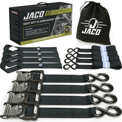 Heavy Duty Ratchet Tie Down Straps with Soft Loops (1.6" x 8 ft) | AAR Certified Break Strength (5,208 lbs) - Magnadyne