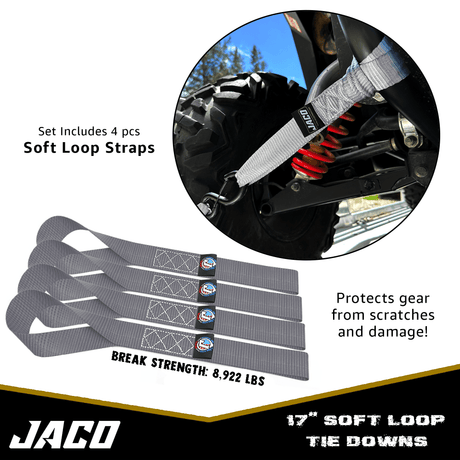 Heavy Duty Ratchet Tie Down Straps with Soft Loops (1.6" x 8 ft) | AAR Certified Break Strength (5,208 lbs) - Magnadyne
