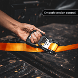 Heavy Duty Ratchet Tie Down Straps with Soft Loops (1.6" x 8 ft) | AAR Certified Break Strength (5,208 lbs) - Magnadyne
