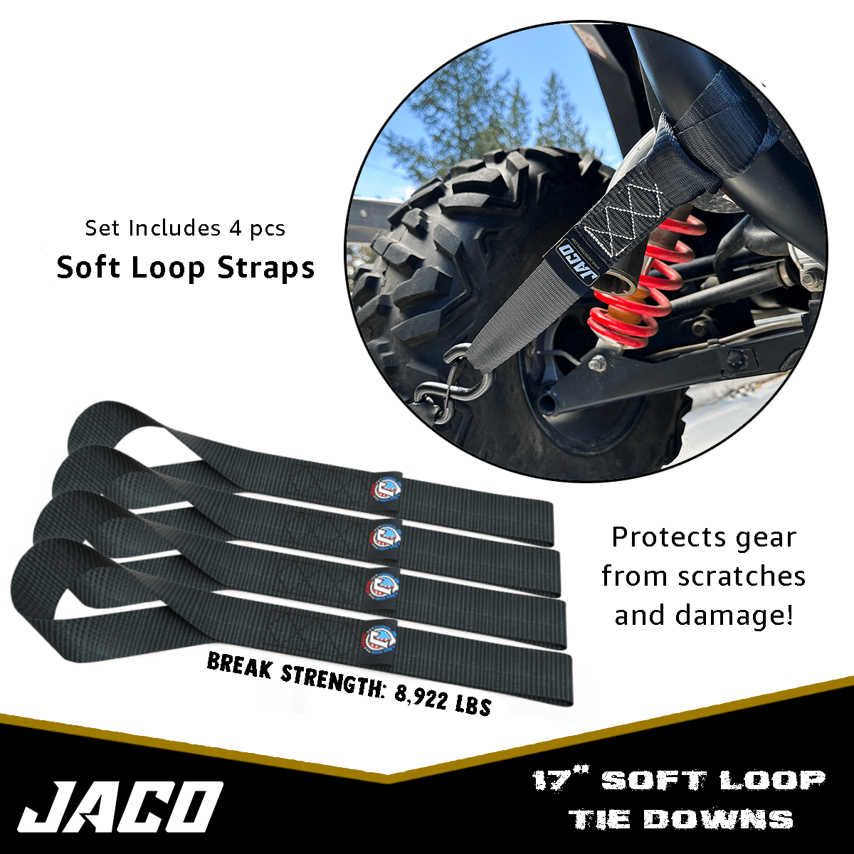 Heavy Duty Ratchet Tie Down Straps with Soft Loops (1.6" x 8 ft) | AAR Certified Break Strength (5,208 lbs) - Magnadyne