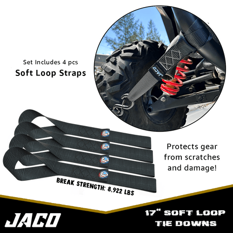 Heavy Duty Ratchet Tie Down Straps with Soft Loops (1.6" x 8 ft) | AAR Certified Break Strength (5,208 lbs) - Magnadyne