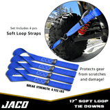 Heavy Duty Ratchet Tie Down Straps with Soft Loops (1.6" x 8 ft) | AAR Certified Break Strength (5,208 lbs) - Magnadyne