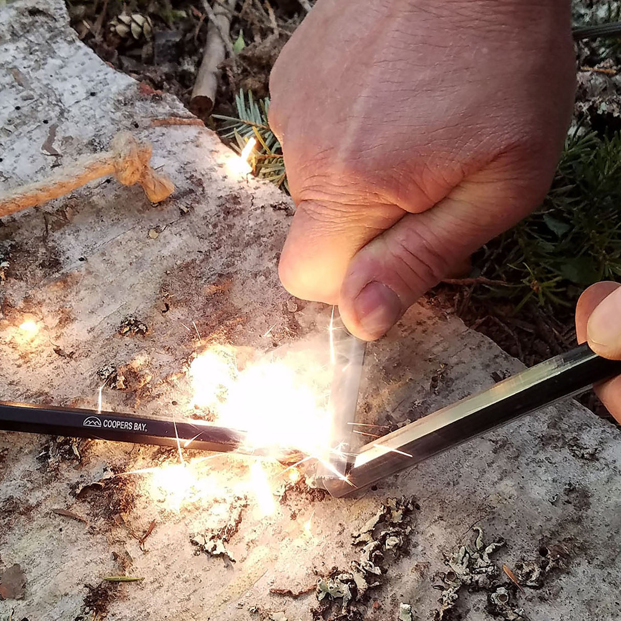 HexaLite™ Ferro Rod Fire Starter - X - Large 6 - Sided Shape & Easy Grip Striker - Magnadyne