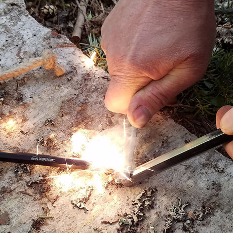 HexaLite™ Ferro Rod Fire Starter - X - Large 6 - Sided Shape & Easy Grip Striker - Magnadyne