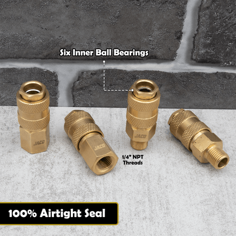 Hi-Flo Quick Connect Air Fittings | Plug & Coupler Kit - 1/4" NPT (Set of 12) - Magnadyne