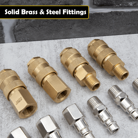 Hi-Flo Quick Connect Air Fittings | Plug & Coupler Kit - 1/4" NPT (Set of 12) - Magnadyne