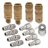 Hi-Flo Quick Connect Air Fittings | Plug & Coupler Kit - 1/4" NPT (Set of 12) - Magnadyne