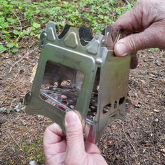 Hiker Twig Stove and Ferro Firestarting Package - Choice or Stainless Steel or Titanium - Magnadyne