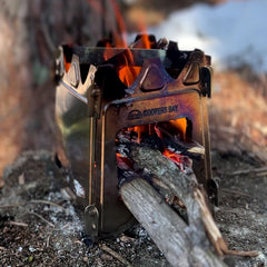 Hiker Twig Stove and Ferro Firestarting Package - Choice or Stainless Steel or Titanium - Magnadyne