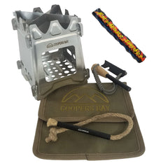 Hiker Twig Stove and Ferro Firestarting Package - Choice or Stainless Steel or Titanium - Magnadyne