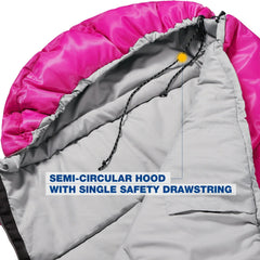 Kids Sleeping Bag With Detachable Hood,Rose - Magnadyne