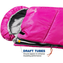 Kids Sleeping Bag With Detachable Hood,Rose - Magnadyne