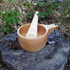 Kyrre™ Carved Nordic Kuksa - Solid Wood Camp Mug & Spoon Set - Magnadyne