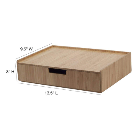 Large Bamboo Monitor Stand with Drawer | 13.5" Stackable Desk Organizer for Letter Size Paper - Magnadyne
