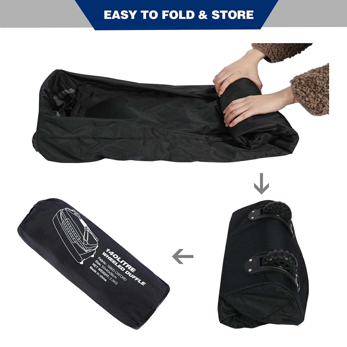 Large Duffle Bag with Wheels and Backpack Straps 100/120/140L