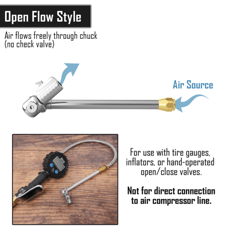 Lightning™ T-Series Tire Air Chuck | Open Flow, 1/4" F-NPT - Magnadyne