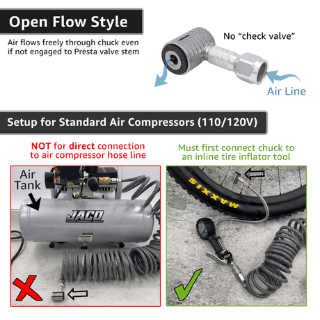 Lightning™ XP Locking Presta Air Chuck for Bike Tires - 1/4" F-NPT (Presta Valves) - Magnadyne
