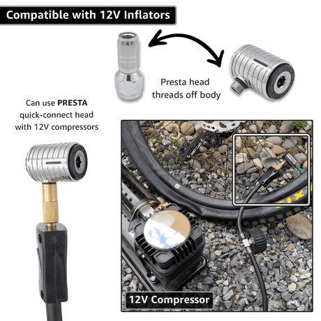 Lightning™ XP Locking Presta Air Chuck for Bike Tires - 1/4" F-NPT (Presta Valves) - Magnadyne