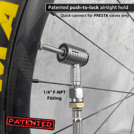 Lightning™ XP Locking Presta Air Chuck for Bike Tires - 1/4" F-NPT (Presta Valves) - Magnadyne