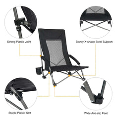 Low Seat Beach Chair with High Mesh Back - Magnadyne