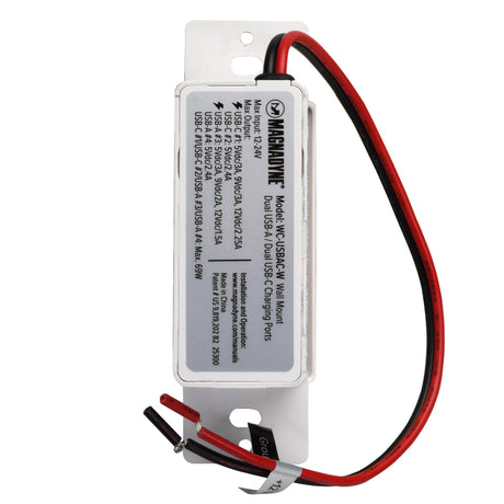 Magnadyne WC - USBAC - B | Wall Mount Dual USB A & C Charger | 4 Ports - Magnadyne