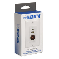 Magnadyne WCP - 12VAC - W | Wall Mount Charger w/ 12V VPA Socket, USB A/C & Wall Plate - Magnadyne