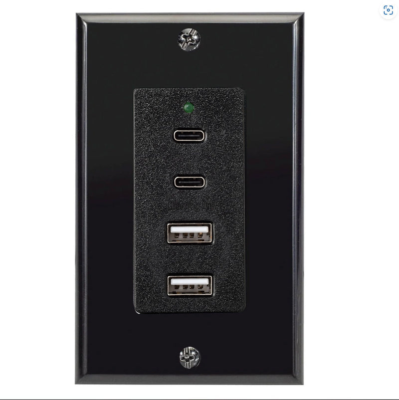 Magnadyne WCP - USBAC - B | Wall Mount Dual USB A & C Charger | 4 Ports & Wall Plate - Magnadyne