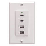 Magnadyne WCP - USBAC - B | Wall Mount Dual USB A & C Charger | 4 Ports & Wall Plate - Magnadyne