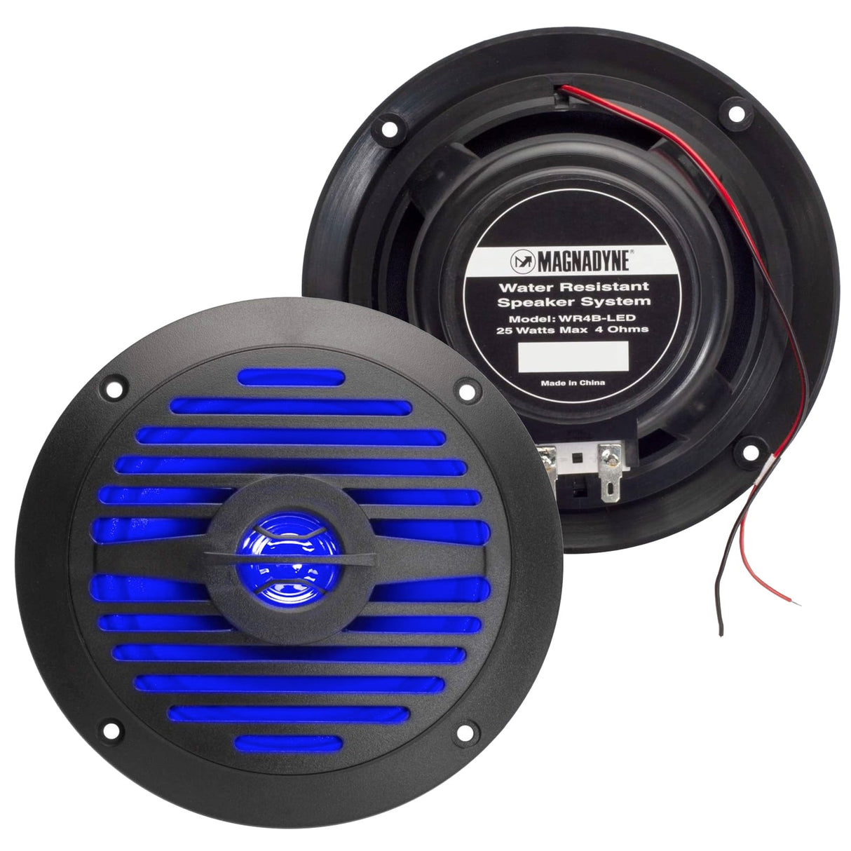 Magnadyne WR4B - LED - PAIR | 5" Water Resistant Dual Cone Speaker with Blue LED Lights | Sold as a Pair - Magnadyne