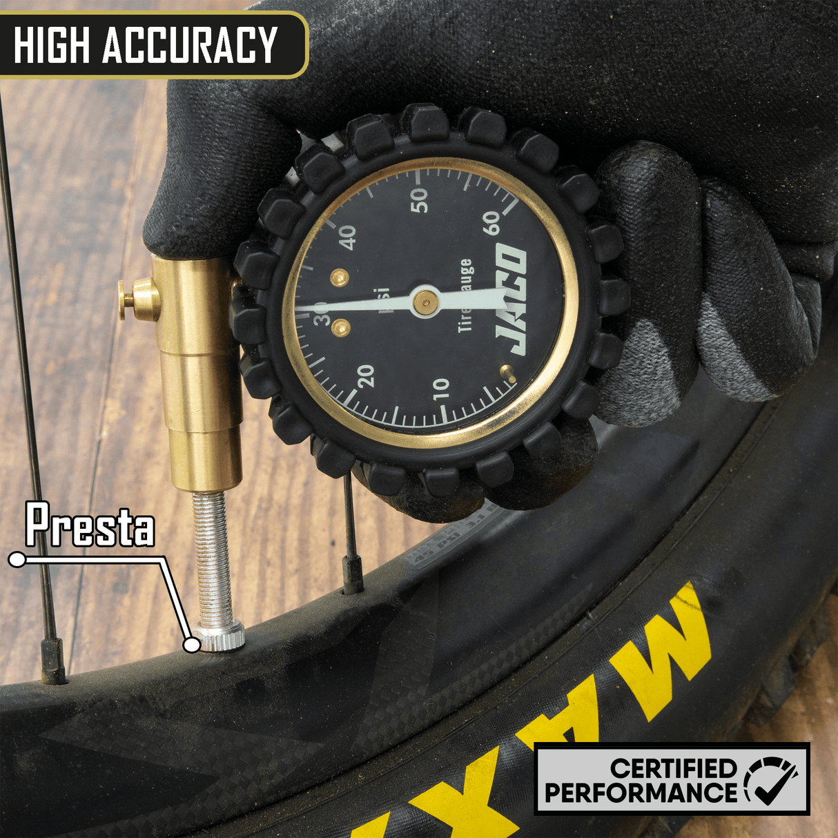 MBX-60 Presta Tire Pressure Gauge for Bikes (Max 60 PSI) | MTB & XC Series - Magnadyne
