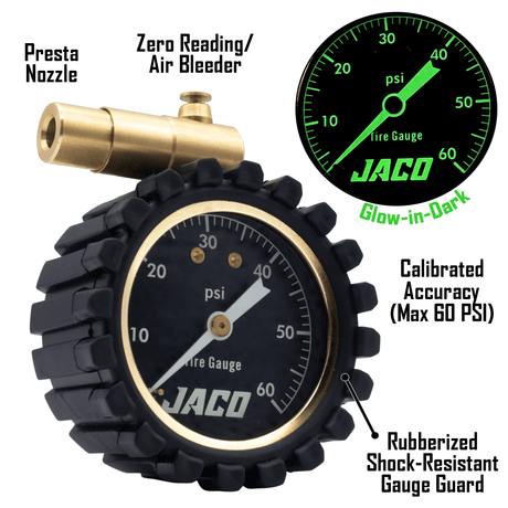MBX-60 Presta Tire Pressure Gauge for Bikes (Max 60 PSI) | MTB & XC Series - Magnadyne