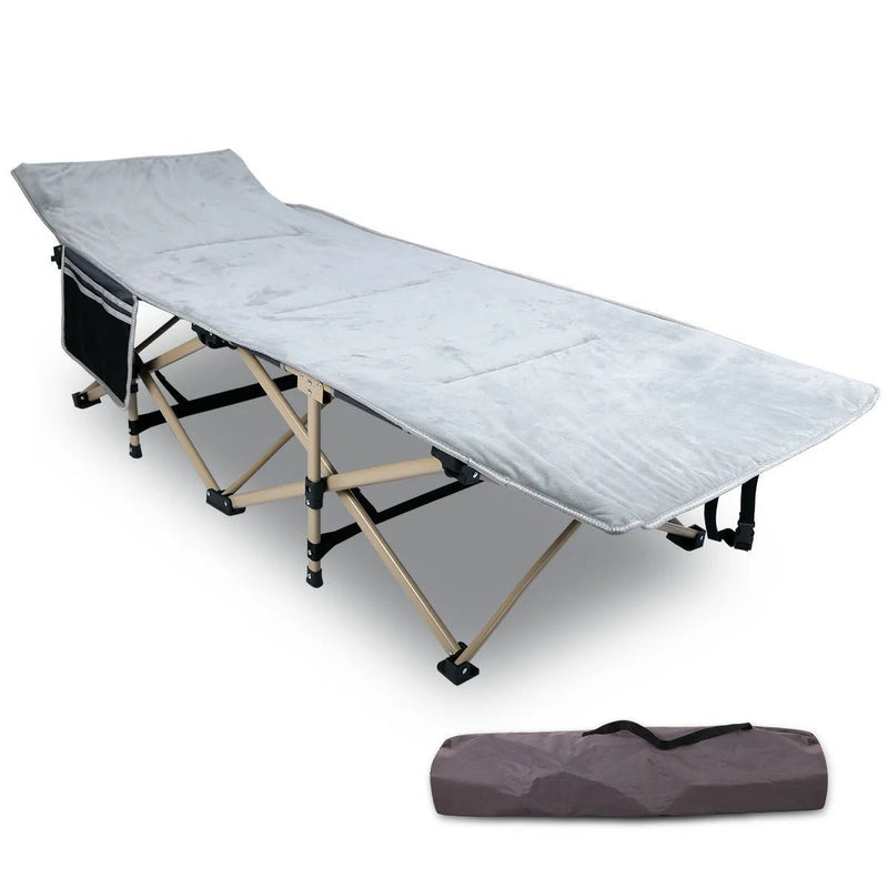 Padded Folding Camping Cot for Adults, Blue Grey - Magnadyne